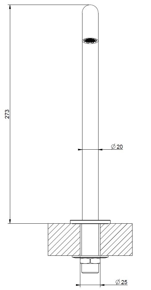 Immagine di Gessi 316 bocca per lavabo alto H.27 cm, finitura steel brushed 54093#239