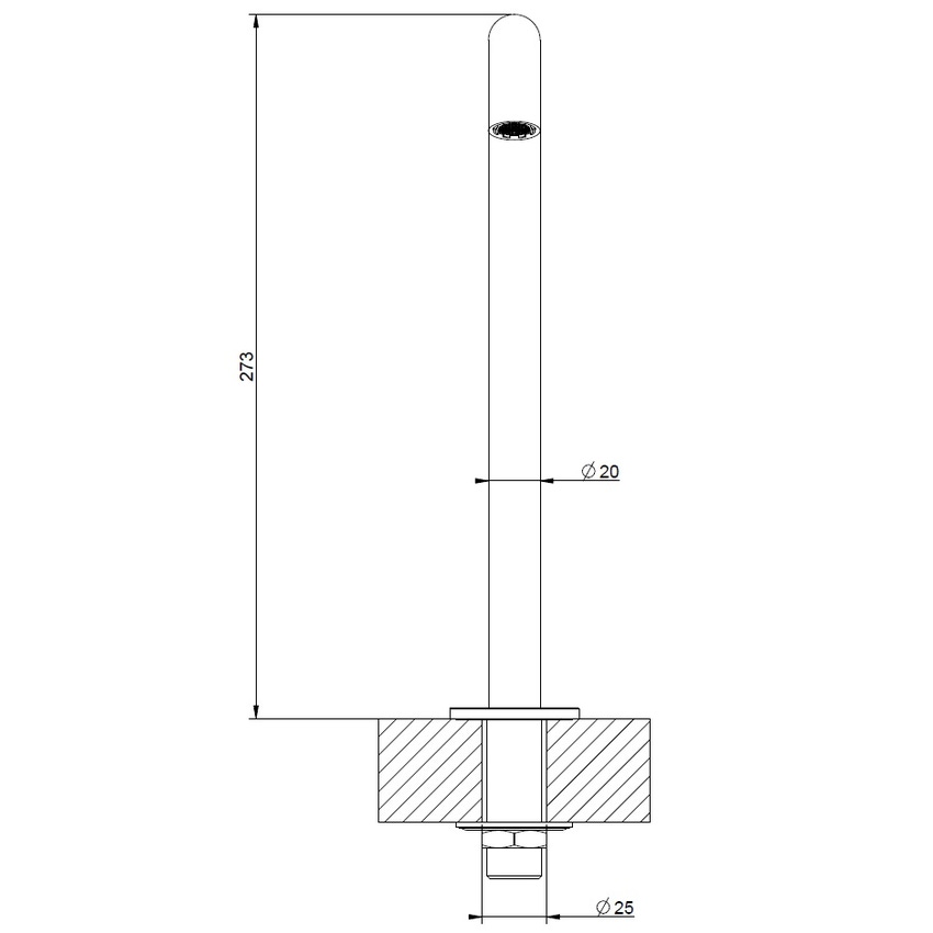Immagine di Gessi 316 bocca per lavabo alto H.27 cm, finitura steel brushed 54093#239