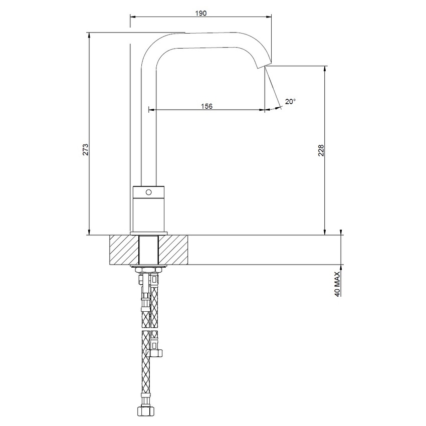 Immagine di Gessi 316 FLESSA gruppo lavabo H.27 cm, tre fori, senza scarico, con flessibili di collegamento, finitura steel brushed 54011#239