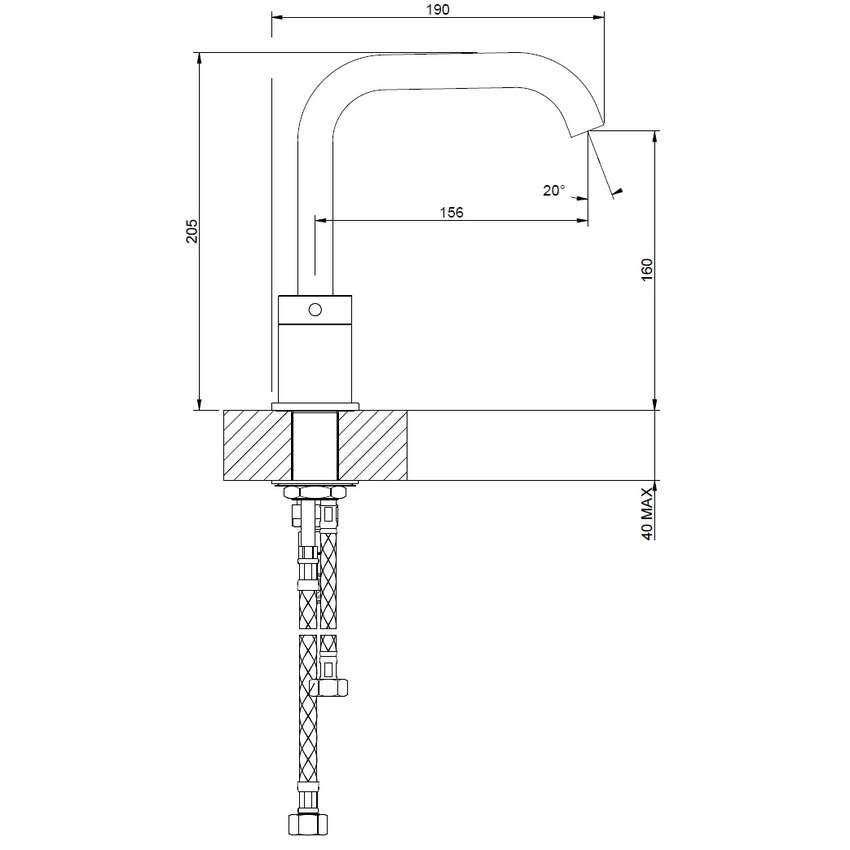 Gessi Flessa Gruppo Lavabo H Cm Tre Fori Senza Scarico Con Flessibili Di