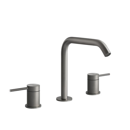Immagine di Gessi 316 FLESSA gruppo lavabo H.20 cm, tre fori, senza scarico, con flessibili di collegamento, finitura steel brushed 54012#239