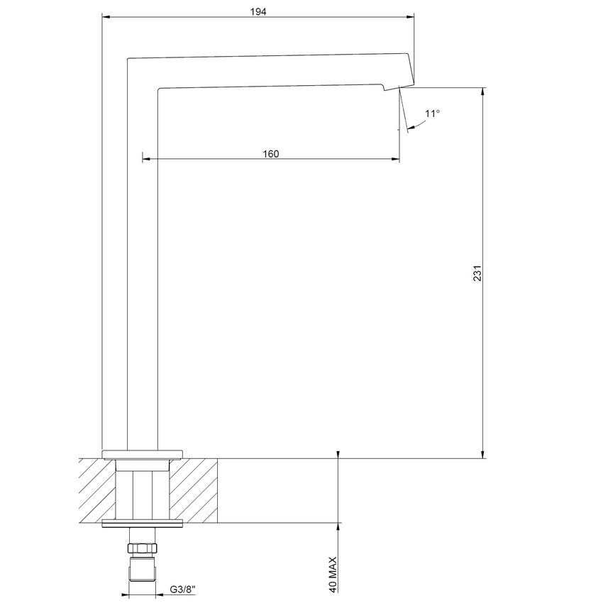 Immagine di Gessi ANELLO bocca lavabo H.25 cm alimentata con comando remoto (non incluso), finitura cromo 63323#031
