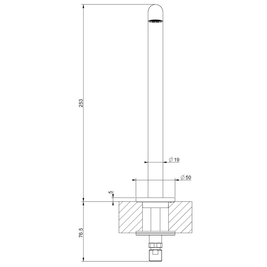 Immagine di Gessi ANELLO bocca lavabo H.25 cm alimentata con comando remoto (non incluso), finitura cromo 63323#031