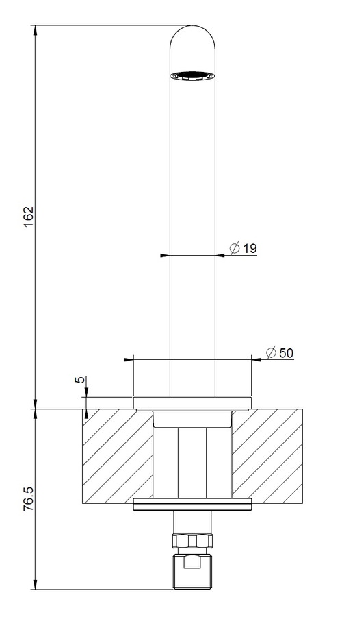 Immagine di Gessi ANELLO bocca lavabo H.16 cm alimentata con comando remoto (non incluso),finitura Copper Brushed PVD 63321#708