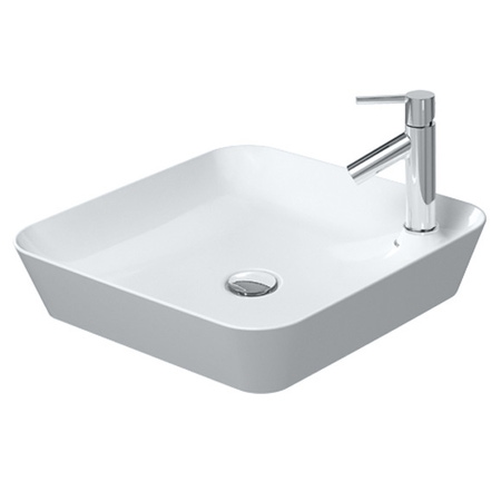 Immagine di Duravit CAPE COD bacinella da appoggio soprapiano 46 cm monoforo, con bordo per rubinetteria, senza troppopieno, colore bianco finitura lucido 2340460000