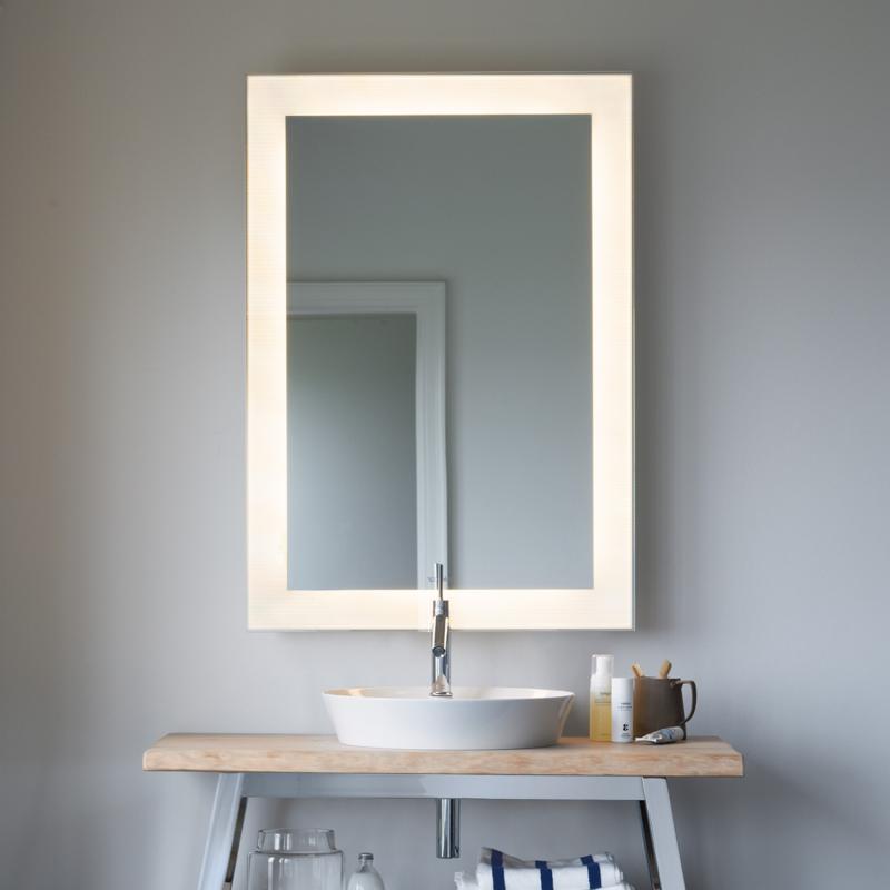 Geberit ACANTO composizione bagno: mobile sottolavabo sospeso, colore lava  finitura lucido + 2 specchi contenitori con illuminazione, finitura rovere  mystic + doppio lavabo monoforo, colore bianco 500.613.JK.2-500.628.01.2