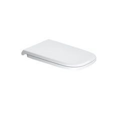 Immagine di Duravit D-CODE sedile con coperchio per vaso Vital, versione allungata con cerniere in acciaio inox, senza chiusura rallentata, colore bianco 0060310000