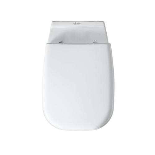 Immagine di Duravit D-CODE sedile con coperchio per vaso Vital, versione allungata con cerniere in acciaio inox, senza chiusura rallentata, colore bianco 0060310000