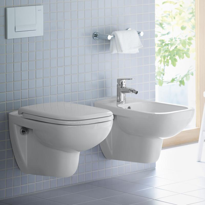 Immagine di Duravit D-CODE sedile con coperchio per vaso Vital, versione allungata con cerniere in acciaio inox, rimovibile, con chiusura rallentata, colore bianco 0060390000