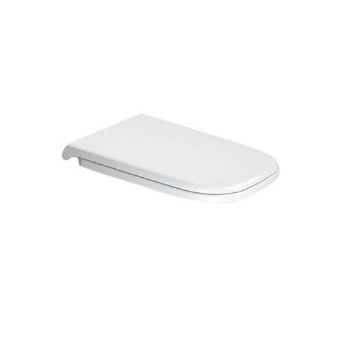 Immagine di Duravit D-CODE sedile con coperchio per vaso Vital, versione allungata con cerniere in acciaio inox, rimovibile, con chiusura rallentata, colore bianco 0060390000