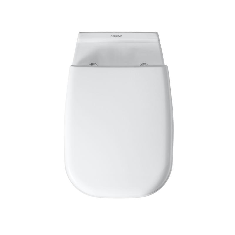 Immagine di Duravit D-CODE sedile con coperchio per vaso Vital, versione allungata con cerniere in acciaio inox, rimovibile, con chiusura rallentata, colore bianco 0060390000