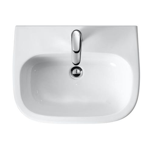 Immagine di Duravit D-CODE lavabo da incasso soprapiano, con troppopieno e bordo per rubinetteria, colore bianco 0337540000