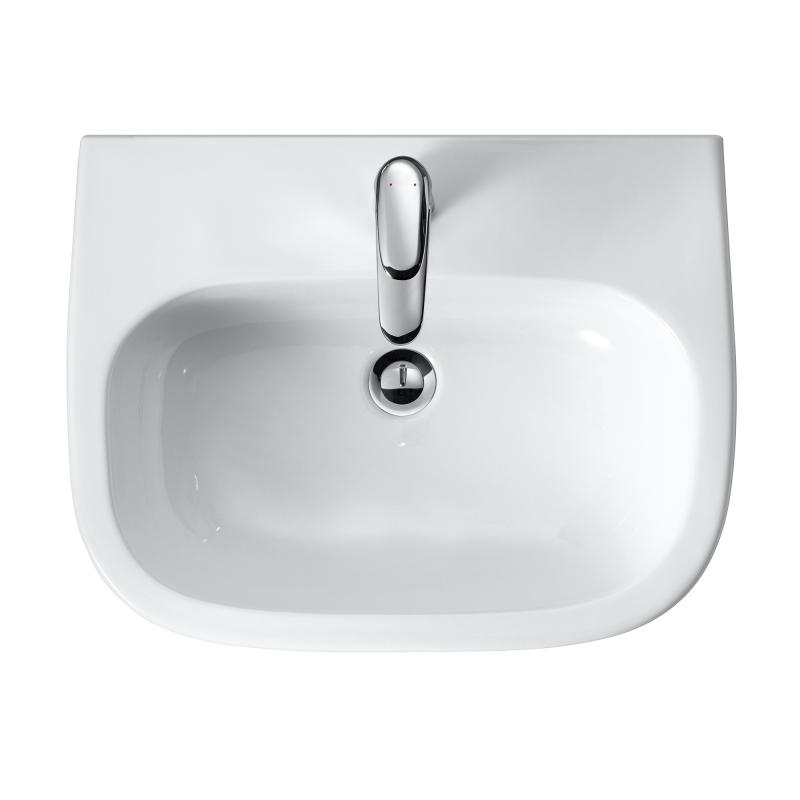 Immagine di Duravit D-CODE lavabo da incasso soprapiano, con troppopieno e bordo per rubinetteria, colore bianco 0337540000
