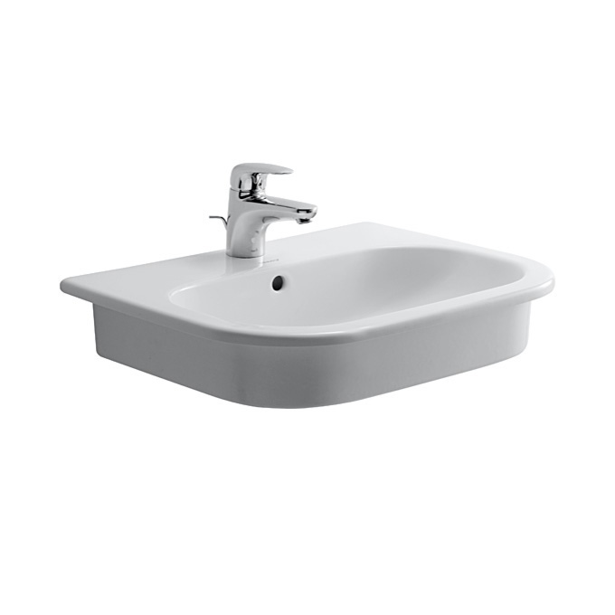 Immagine di Duravit D-CODE lavabo da incasso soprapiano, con troppopieno e bordo per rubinetteria, colore bianco 0337540000