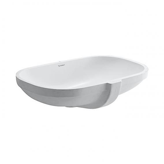 Immagine di Duravit D-CODE lavabo da incasso sottopiano senza foro, con troppopieno, senza bordo per rubinetteria, colore bianco 0338490000