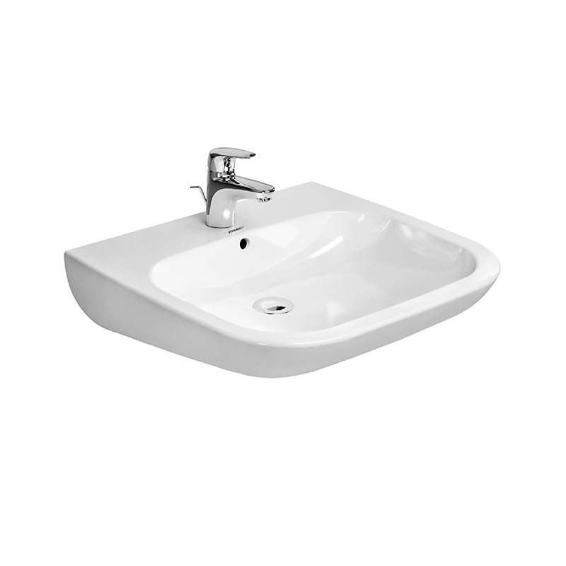 Immagine di Duravit D-CODE lavabo Vital con troppopieno e bordo per rubinetteria, lato inferiore smaltato, colore bianco 23126000002