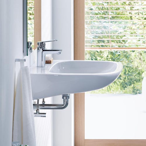 Immagine di Duravit D-CODE lavabo Vital con troppopieno e bordo per rubinetteria, lato inferiore smaltato, colore bianco 23126000002
