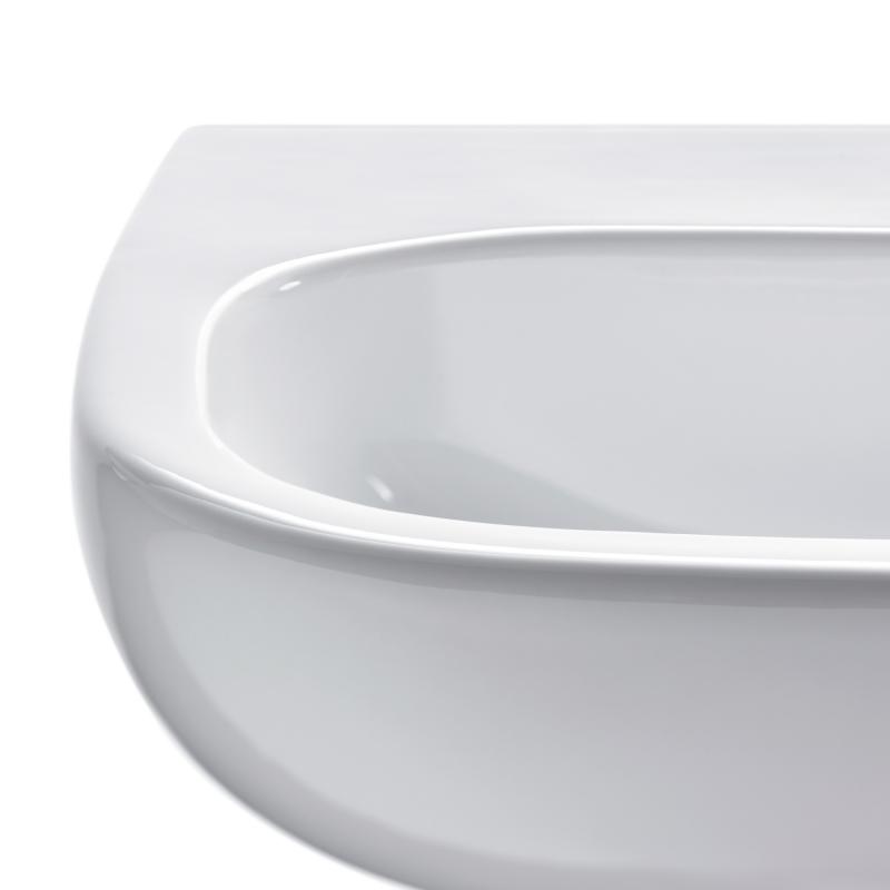 Immagine di Duravit D-CODE lavabo Med senza foro 60 cm a parete, senza troppopieno, con bordo per rubinetteria, lato inferiore smaltato, colore bianco 2311600070