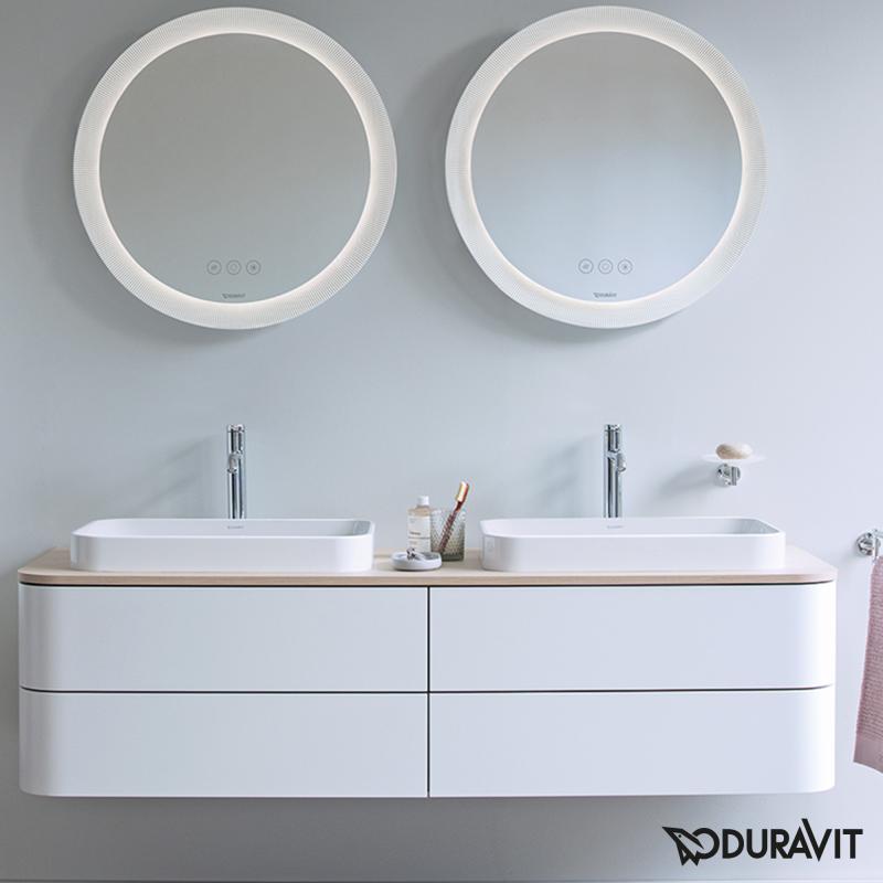Immagine di Duravit HAPPY D.2 PLUS bacinella da appoggio soprapiano 60 cm con rettifica, senza foro e senza troppopieno, WonderGliss, colore bianco 23596000001