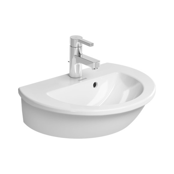 Immagine di Duravit DARLING NEW lavamani 47 cm monoforo, con troppopieno, con bordo per rubinetteria, lato inferiore smaltato, colore bianco 0731470000
