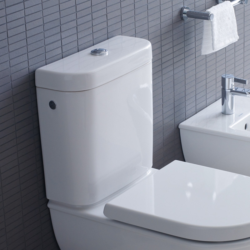 Immagine di Duravit DARLING NEW cassetta di sciacquo con batteria Dual Flush, per attacco sinistra, destra o centrale alto, pulsante finitura cromato, colore bianco 0931000085