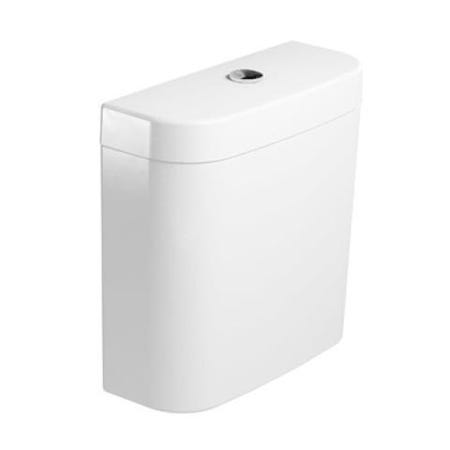 Immagine di Duravit DARLING NEW cassetta di sciacquo con batteria Dual Flush, per attacco sinistra basso, pulsante finitura cromato, colore bianco 0931100085