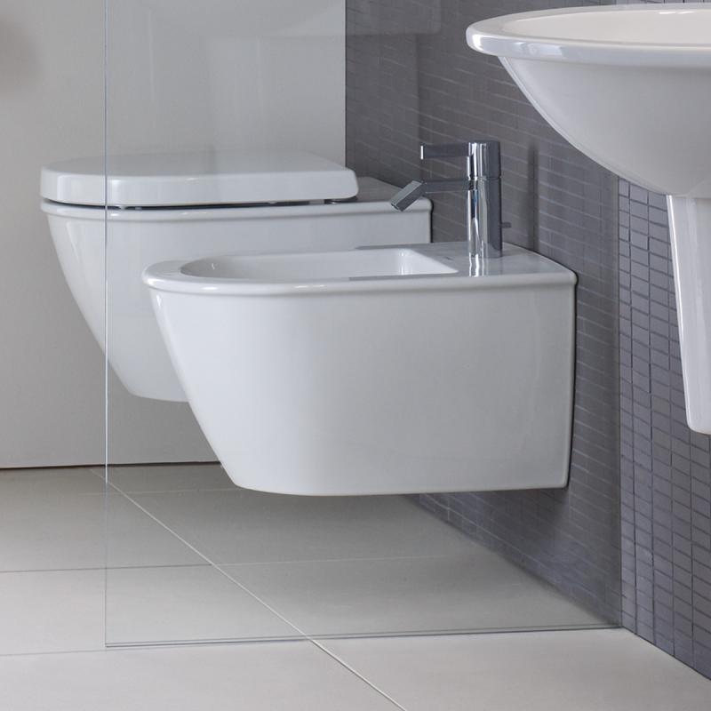 Immagine di Duravit DARLING NEW bidet sospeso monoforo, con troppopieno, con bordo per rubinetteria, colore bianco 2249150000
