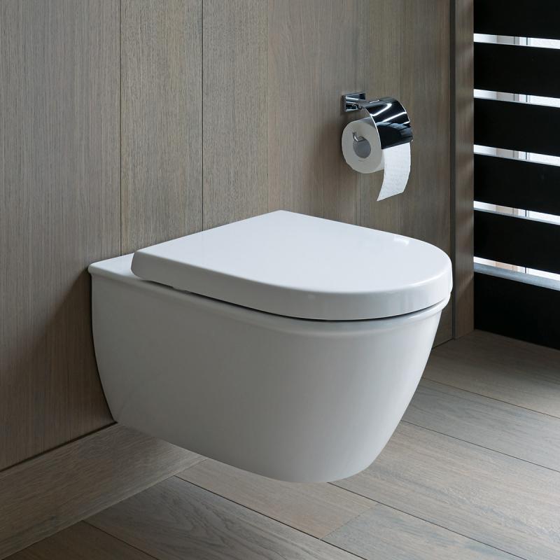 Immagine di Duravit DARLING NEW vaso sospeso Rimless®, a cacciata, senza brida, senza sedile, fabbisogno di acqua di risciacquo 4,5 l, UWL classe 1, WonderGliss, colore bianco 25570900001