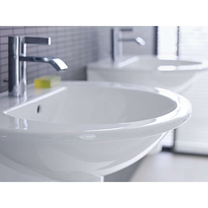 Immagine di Duravit DARLING NEW lavabo 65 cm monoforo, con troppopieno, con bordo per rubinetteria, lato inferiore smaltato, colore bianco 2621650000
