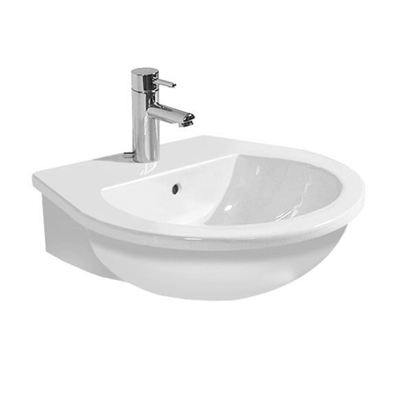 Immagine di Duravit DARLING NEW lavabo 65 cm monoforo, con troppopieno, con bordo per rubinetteria, lato inferiore smaltato, colore bianco 2621650000