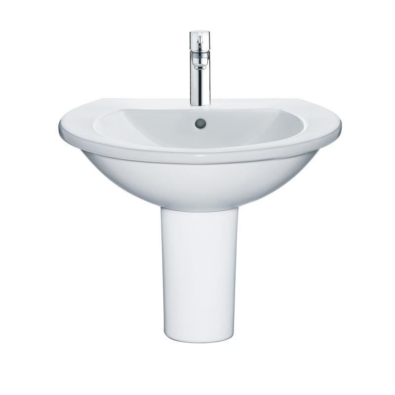 Immagine di Duravit DARLING NEW lavabo 65 cm monoforo, con troppopieno, con bordo per rubinetteria, lato inferiore smaltato, colore bianco 2621650000