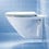 Immagine di Duravit DURAPLUS set sanitari sospesi, vaso a cacciata, sedile con coperchio a chiusura rallentata, bidet sospeso monoforo, con troppopieno, colore bianco 2547090000+2532100000+0064290000
