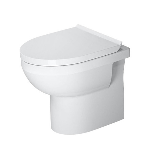 Immagine di Duravit DURASTYLE BASIC vaso a pavimento Rimless® a cacciata, senza brida e senza sedile, per cassetta a incasso o esterna non inclusa, con scarico orizzontale, fabbisogno di acqua di risciacquo 4,5 l, UWL classe 1, WonderGliss, colore bianco 21840900001