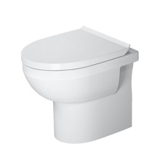 Immagine di Duravit No.1 vaso a pavimento Rimless® a cacciata, senza brida e senza sedile, per cassetta a incasso o esterna non inclusa, con scarico orizzontale, fabbisogno di acqua di risciacquo 4,5 l, UWL classe 1, HygieneGlaze, colore bianco 2184092000