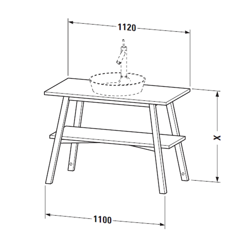 Immagine di Duravit CAPE COD mobile sottolavabo a pavimento 112 cm, struttura in acciaio finitura lucido, top finitura rovere europeo massello CC953207676