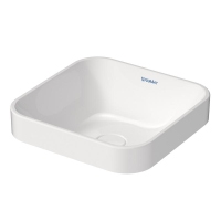 Immagine di Duravit HAPPY D.2 PLUS bacinella da appoggio soprapiano 40 cm con rettifica, senza foro e senza troppopieno, WonderGliss, colore bianco 23594000001