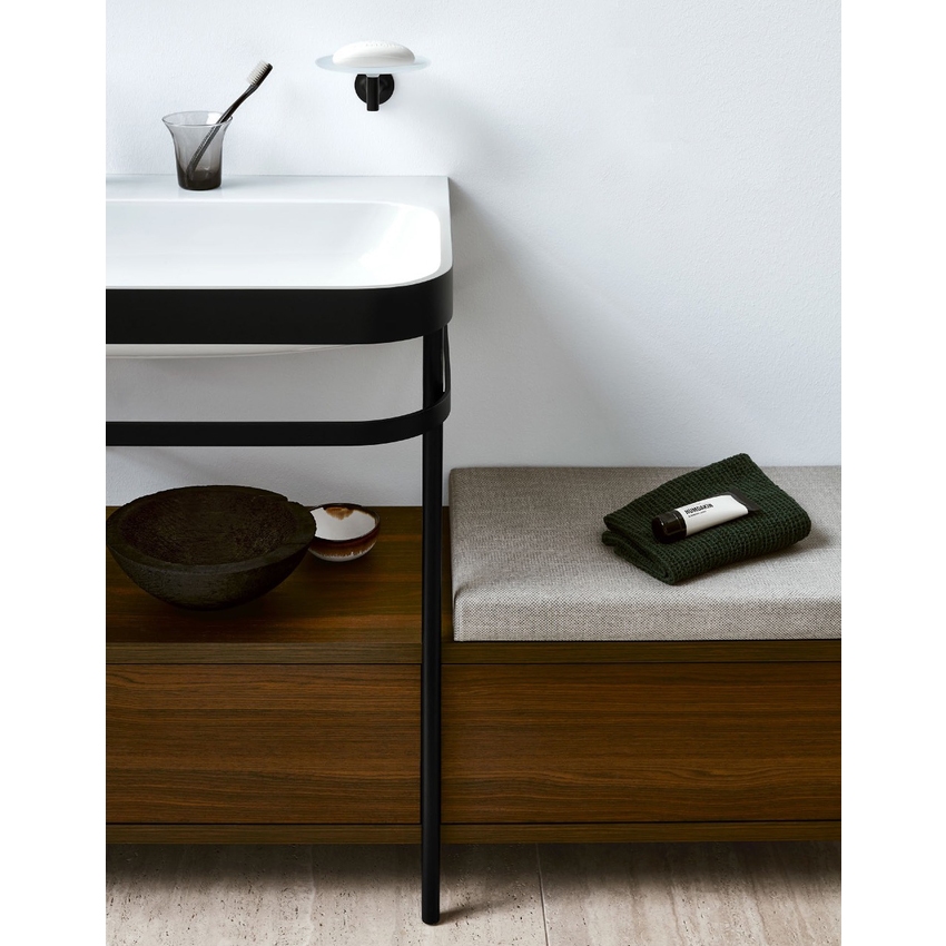 Immagine di Duravit HAPPY D.2 PLUS bacinella da appoggio soprapiano 60 cm con rettifica, senza foro, con troppopieno e bordo per rubinetteria, interno colore bianco finitura lucido, esterno colore antracite finitura opaco 2360606160