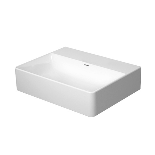 Immagine di Duravit DURASQUARE lavamani consolle 45 cm senza foro per rubinetteria, senza troppopieno, con bordo per rubinetteria, lato inferiore smaltato, colore bianco 0732450070