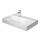 Duravit DURASQUARE lavabo consolle asimmetrico rettificato 80 cm monoforo, senza troppopieno, con bordo per rubinetteria, bacino a sinistra, WonderGliss, colore bianco 23488000711