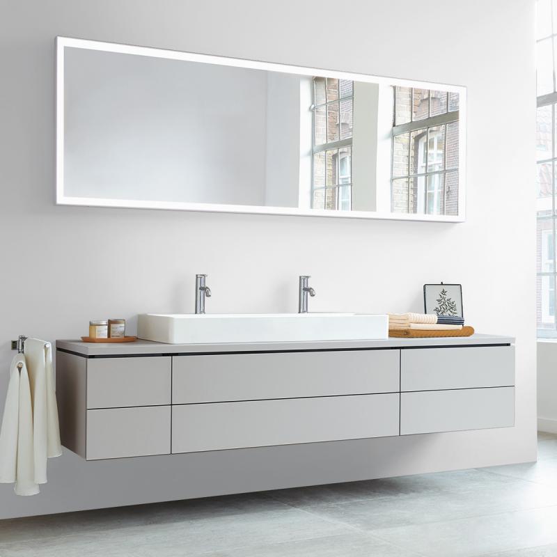 Immagine di Duravit DURASQUARE lavabo rettificato 100 cm con 2 fori per rubinetteria, senza troppopieno, con bordo per rubinetteria, colore bianco 2353100072