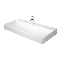 Immagine di Duravit DURASQUARE lavabo rettificato 100 cm monoforo, senza troppopieno, con bordo per rubinetteria, WonderGliss, colore bianco 23531000711