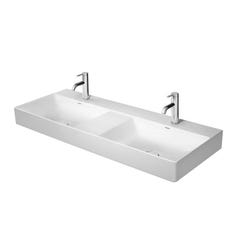 Immagine di Duravit DURASQUARE lavabo consolle doppio 120 cm monoforo, senza troppopieno, con bordo per rubinetteria, lato inferiore smaltato, colore bianco 2353120041