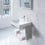 Immagine di Duravit DURASQUARE lavabo consolle 50 cm senza foro per rubinetteria, senza troppopieno, con bordo per rubinetteria, lato inferiore smaltato, WonderGliss, colore bianco 23535000701
