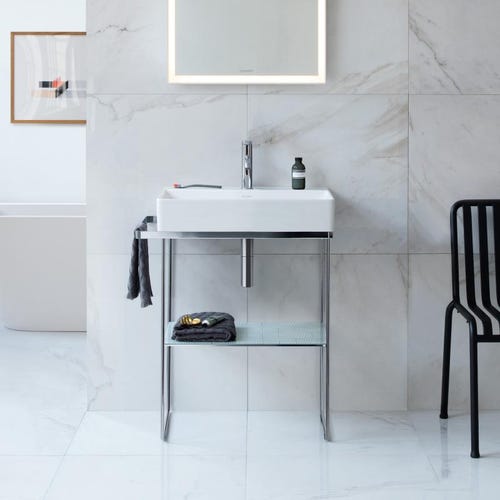 Immagine di Duravit DURASQUARE lavabo consolle 50 cm monoforo, senza troppopieno, con bordo per rubinetteria, lato inferiore smaltato, colore bianco 2353500041