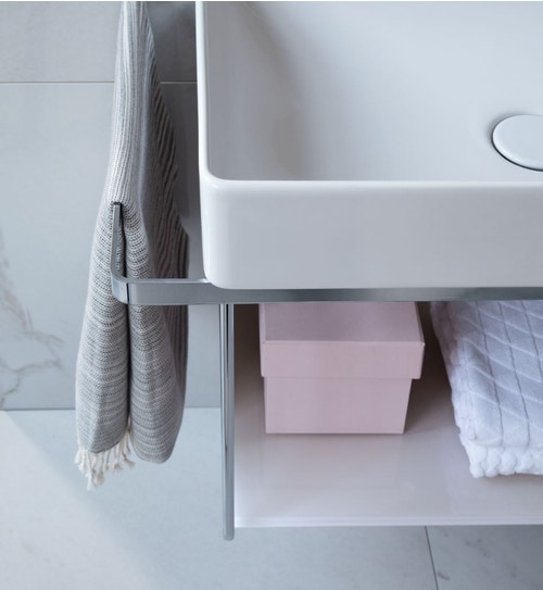 Immagine di Duravit DURASQUARE lavabo consolle rettificato 50 cm monoforo, senza troppopieno, con bordo per rubinetteria, colore bianco 2353500071