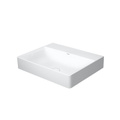 Immagine di Duravit DURASQUARE lavabo consolle rettificato 60 cm senza foro per rubinetteria, senza troppopieno, con bordo per rubinetteria, WonderGliss, colore bianco 23536000791