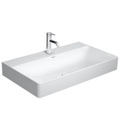 Immagine di Duravit DURASQUARE lavabo consolle rettificato 80 cm monoforo, senza troppopieno, con bordo per rubinetteria, WonderGliss, colore bianco 23538000711