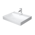 Immagine di Duravit DURASQUARE bacinella da appoggio soprapiano con rettifica 60 cm monoforo, senza troppopieno, con bordo per rubinetteria, parete posteriore smaltata, WonderGliss, colore bianco 23546000411