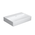 Immagine di Duravit DURASQUARE lavabo consolle Compact 50 cm senza foro per rubinetteria, senza troppopieno, con bordo per rubinetteria, lato inferiore smaltato, WonderGliss, colore bianco 23566000701