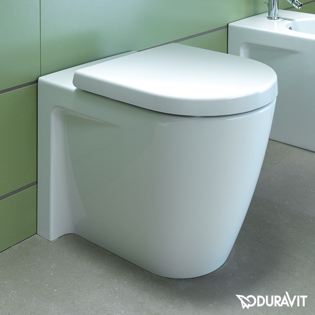 Immagine di Duravit STARCK 2 vaso a pavimento a cacciata, a filo parete, con scarico orizzontale, senza sedile, fabbisogno di acqua di risciacquo 4,5 l, UWL classe 1, colore bianco 2128090000